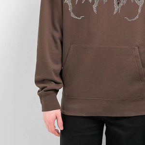 OEM Personnalisé Fabricant Vente en Gros Surdimensionné Noir Sérigraphie Hommes Vintage Zip Up Acid Wash Strass Hoodies Sweatshirts - Product Image 6