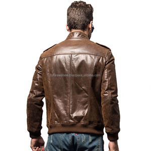 Chaqueta de trabajo para hombre o primavera otoño estilo motocicleta cuero Natural Slim Fit Biker Coat chaquetas de cuero marrón personalizadas - Product Image 6