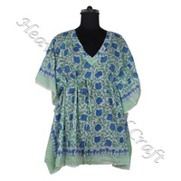Gaun malam wanita Afrika gaun etnik wanita gaun Kaftan pendek wanita KFCS030 gaun wanita manufaktur motif blok tangan terbaik