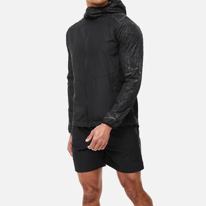 Conjuntos de chaqueta ligera para correr de poliéster de alta calidad, chaqueta cortavientos impermeable reflectante para hombre - Product Image 4