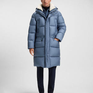 Veste d'hiver matelassée à col montant pour homme personnalisable, toile respirante avec laine, long manteau matelassé, veste matelassée - Product Image 1