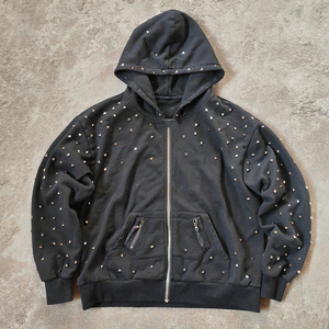 Fabricante de Sudaderas con Capucha para Hombre, Estilo Urbano, con Cierre, Pedrería Personalizada, Bordado Desgastado, Logotipo de Parche, Lavado Ácido - Product Image 1