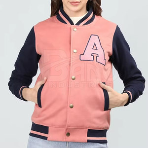 Best Price Women's Letterman <b>Jacket</b> Customized Logo Winter Satin Cotton Knitted Private Label - Product Image 3