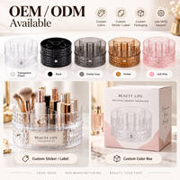 Organizer Penyimpanan Makeup Putar Transparan Grosir untuk Meja dan Meja Rias, Rak Display Botol Kosmetik untuk Aksesoris Kecantikan