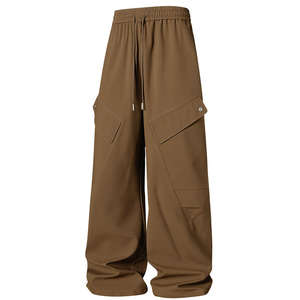 Pantalones Deportivos de Algodón 100% para Hombre, Cintura Media, Estilo Urbano, Felpa, Logotipo Bordado, Casuales, Holgados, Cintura Elástica, Bolsillo Lateral - Product Image 3