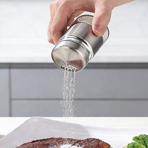 Nuovo Set di Barattoli <span class=keywords><strong>per</strong></span> Spezie da Cucina in Acciaio Inox e Vetro con Coperchio Girevole, Set di Saliera e Pepiera in Stile Rustico con Supporto - Product Image 4