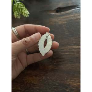 Tamara Benally Ethnic Style Stud <b>Earrings</b> White Buffalo & Sterling Silver <b>Post</b> Cluster with Plant Pattern - Product Image 5
