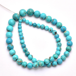 Turquoise 5mm-10mm Gemstone Smooth Round <b>Bead</b> Natural Matrix <b>Blue</b> Turquoise Semiprecious Gemstone Loose <b>Beads</b> for Jewelry Making - Product Image 4