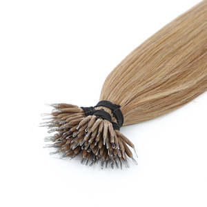 Extensions de cheveux Nano Ring I-Tip # 16 Cheveux humains vierges russes Remy blonds naturels, lisses et doux - Product Image 4