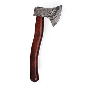 Hacha de Acero de Damasco Estilo Batalla, Cabeza con Patrón de Damasco y Mango de Madera Maciza para Camping, Uso General y Exhibición al Aire Libre - Product Image 6