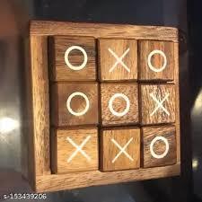 Clásico nuevo juego de madera hecho a mano Tic Tac TOE y juego de solitario ambos en un juego de madera - Product Image 4