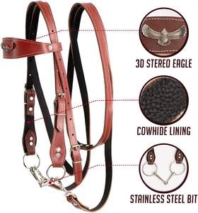 Bridas de cuero genuino 100% para montar a caballo, comodidad de lujo, elegancia atemporal artesanal tradicional, eleva tu experiencia de viaje - Product Image 3