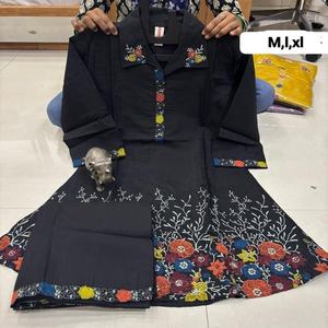 Fabricante de Kurti Plazo de Seda Maslin con Bordado para Uso Ocasional de la India a Precio Económico, Exportador de Moda Femenina - Product Image 1