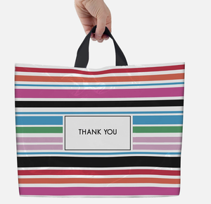 Venta al por mayor de bolsas con asa de plástico impresas con logotipo personalizado con asas troqueladas mejor oferta para supermercado promoción uso en exposiciones - Product Image 5