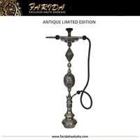 Farida Luxe Antique Édition Limitée Chicha Égyptienne en Laiton Martelé à la Main de Type Mini Courbé avec Deux Fûts en Céramique