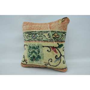 Oreiller en laine patchwork bohème Kantha 14x14 pouces Beige Floral Vintage Print Coussin décoratif pour la literie ou le sol - Product Image 3