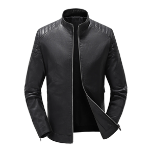 Chaqueta informal de cuero PU para hombre, chaqueta fina de verano con cuello levantado para jóvenes, estilo de motorista, Retro americano, recién llegado para primavera y otoño - Product Image 3