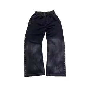 ชุดวอร์มมีฮู้ดลายเรียบง่าย สไตล์ลำลอง เป็นมิตรกับสิ่งแวดล้อม ประดับคริสตัล ผ้าฝ้าย 100% ชุดเซ็ตสองชิ้น กางเกงวอร์ม บริการ OEM สินค้ามาใหม่ - Product Image 3