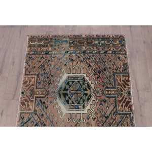 Turkish Vintage Small Rug 2.8x3.3 ft, <b>Brown</b> Floral Rug <b>Wool</b> - Product Image 4