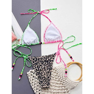 Ensemble bikini 2 pièces pour femme au design élégant et nouveau, en coton et polyester, léger, confortable, imprimé personnalisable, logo sur le devant - Product Image 3