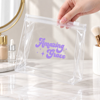 Pochette de maquillage en PVC givré avec logo personnalisé, étanche, avec fermeture éclair, pour voyage, voyage d'affaires, emballage cadeau, vente en gros