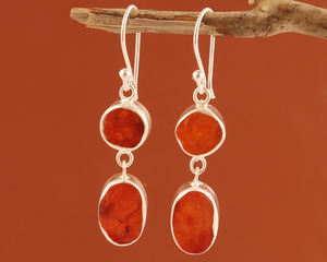 Pendientes colgantes de Plata de Ley 925 con forma de cornalina, joyería con gancho de piedra natural - Product Image 3
