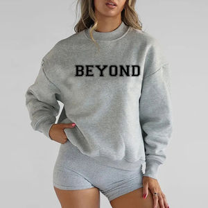 Sweat-shirt oversize tendance en maille d'hiver, manches chauve-souris, logo sur le devant, mélange de coton de haute qualité, service de conception personnalisée - Product Image 1