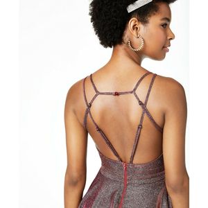 Pink Size 3 Juniors Glitter Fit & <b>Flare</b> Dress with <b>Sequin</b> Hearts Cocktail Dresses Product - Product Image 2