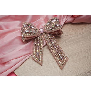 Lazo para el pelo artesanal de cristal y pedrería, estilo dulce, diseño personalizado, con cuentas y bordados, en cobre dorado, para boda, venta al por mayor - Product Image 2