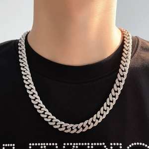 Cadena Cubana para Hombre, Collar Cubano Miami, Chapado en Plata/Oro, Diamante Brillante Cultivado en Laboratorio, Corte Cojín, Joyería Hip-Hop - Product Image 2