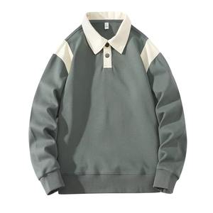 Vente en gros d'usine de streetwear polo décontracté pour homme sweat-shirt à manches longues pull oversize col à revers personnalisé - Product Image 2