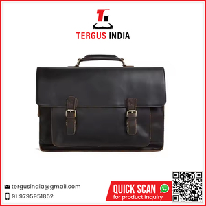 La última bolsa de mensajero de cuero Exportadores Cuero genuino Crazy Horse Satchel Messenger Bag Bolsa de oficina - Product Image 2