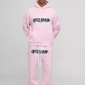 Chándales con paneles con capucha lavados con gráfico cuadrado de gran tamaño personalizado, ropa informal, chándal transpirable y cómodo para hombres - Product Image 1