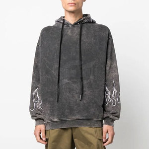 Sudadera con Capucha de Primera Calidad con Lavado Ácido para Hombre, Moderna, Talla Grande, Diseño Sólido, Teñido Liso, Transpirable, con Capucha para Invierno - Product Image 2