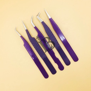 Pinzas para Extensión de Pestañas de Color Morado, Sostenibles, Curvas, Volumen Ruso, Personalizables, Pinzas para Pestañas de Visón - Product Image 1