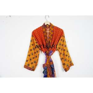 Peignoir en soie pour femmes plage Bikini Patchwork Kimono veste longue salon vêtements de plage robe de chambre pour l'été printemps saison - Product Image 3