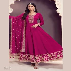 Diseñador Chinon con bordado Salwar Suit Mujer Moda Fabricante y proveedor a precio mayorista - Product Image 1