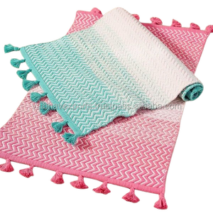 Alfombrillas de baño de lujo, Alfombra de ducha redonda antideslizante de algodón de rizo, usos de baño suaves y cómodos multicolor - Product Image 6