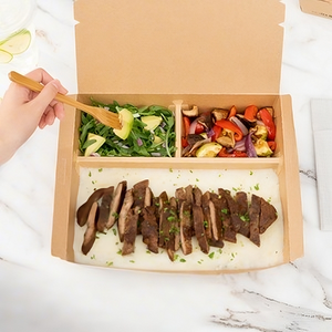 Caja de embalaje de almuerzo de papel Kraft desechable para comida rápida para llevar, caja de cartón para aperitivos, cajas para llevar divididas gruesas - Product Image 1