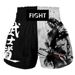 Haute qualité unisexe Muay Thai Shorts sport Fitness combat Kickboxing pantalon personnalisé MMA Boxeo troncs noir - Product Image 3