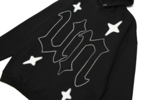 Sudadera con capucha de gran tamaño francesa de alta calidad, sudadera recortada Unisex para hombre, sudaderas con capucha personalizadas con diamantes calientes - Product Image 6