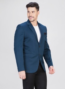 Blazer Elegante Azul Pavo Real para Hombre, Estilo Corte, Chaqueta Formal Profesional para Eventos y Oficina, Disponible para la Venta - Product Image 4