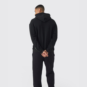 Sweat à capuche zippé thermique pour homme de luxe, 100% coton, impression puff, surdimensionné, molleton d'automne, poids lourd, 3XL, streetwear personnalisé - Product Image 4