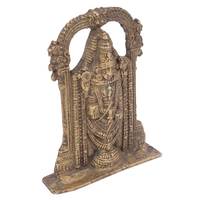Sculpture de Balaji de Tirupati en laiton antique doré, artisanale et traditionnelle indienne, décoration d'intérieur, cadeau, sans rouille, hauteur 15 cm, SBA-266