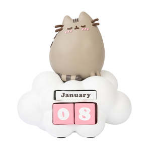 Calendrier de bureau perpétuel 3D Pusheen le chat, en bois et papier, à poser, imprimé Purrfect Love - Product Image 1