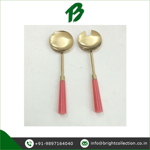 Ensemble de couverts de cuisine de la meilleure qualité faits à la main en acier inoxydable avec poignée en résine ensemble de service de salade disponible pour l'acheteur en gros - Product Image 2