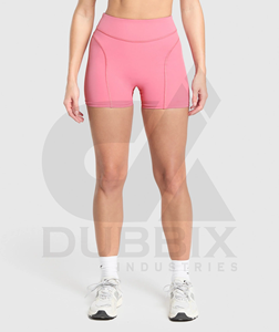 Pantalones cortos de poliéster 100% de cintura alta para mujer con característica transpirable Logotipo personalizable Pegatina Diseño de patrón de color Ajuste recto - Product Image 2