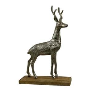 Ciervo de aluminio de alta calidad acabado en plata sobre base de madera mejor mesa escritorio decorativo Showpiece Fabricación y proveedor indio - Product Image 1