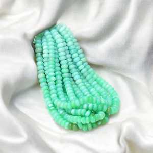 Perles de rondelle lisses d'opale de bonbon vert péruvien 7mm à 10mm brin de pierres précieuses en vrac pour la fabrication de bijoux en vrac approvisionnement en gros Inde - Product Image 6