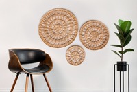 Décoration murale moderne en rotin tressé 3 pièces, motif végétal, multifonctionnelle pour la maison, vase mural pour plantes.
